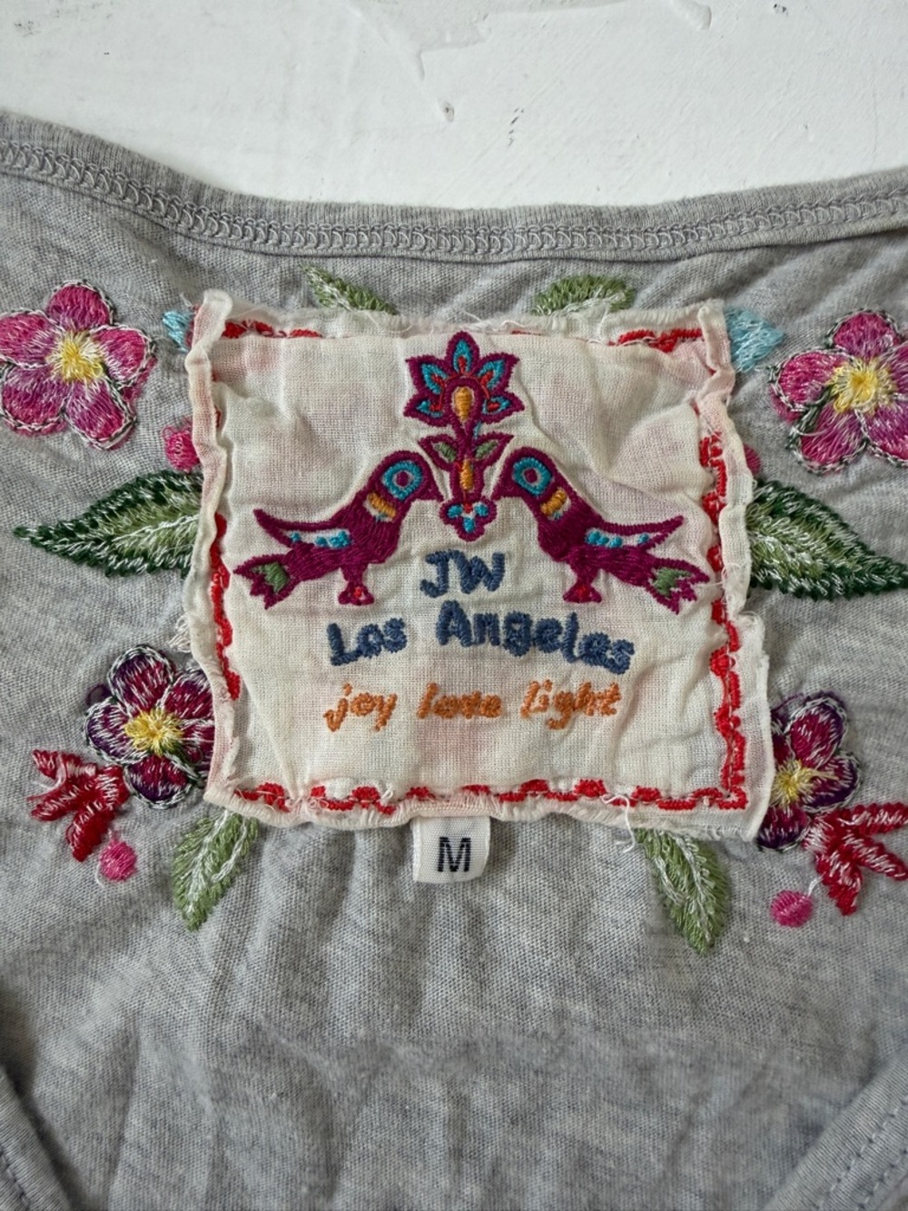 Johnny Was Y2K Retro Boho Grey Embroidered Floral Baby Doll Y2K Dress Size M - Picture 3 of 9